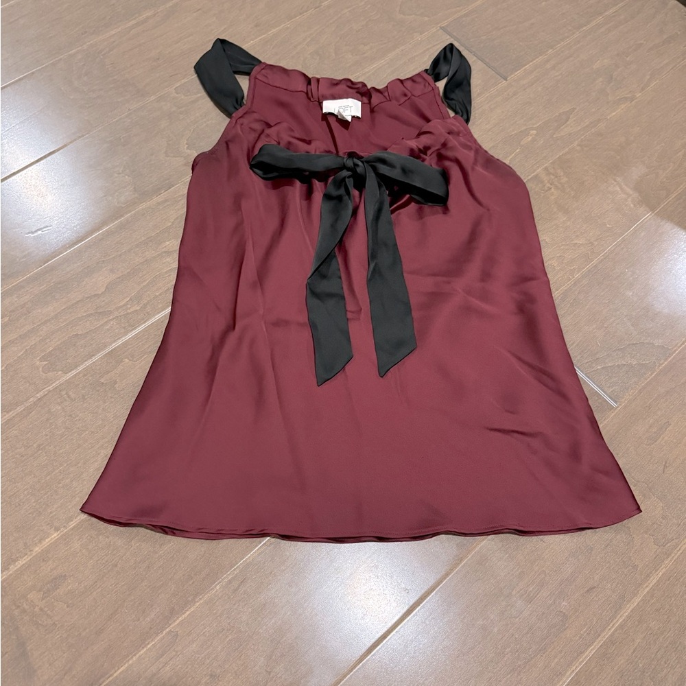Loft Sleeveless Blouse With Bow Size 2